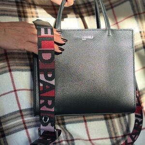 Karl Lagerfeld Black Textured Satchel